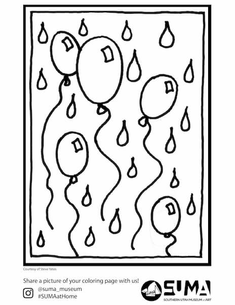 Balloons in the Rain Coloring Page