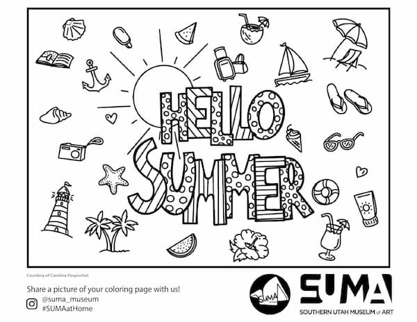 Hello Summer Coloring Page