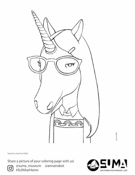 Nerdicorn Unicorn Coloring Page