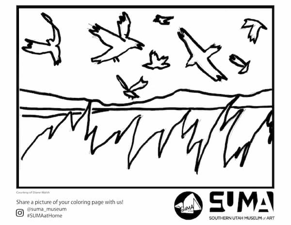 Ravens Flying Coloring Page
