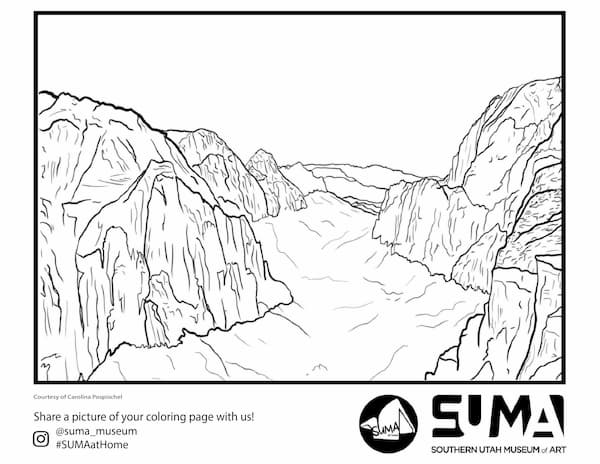 Zion National Park Coloring Page 1