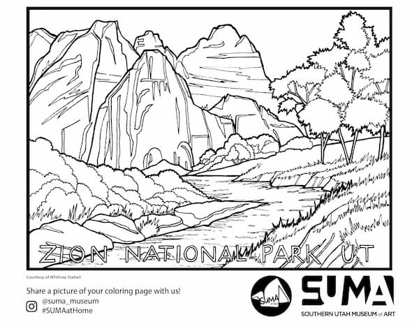 Zion National Park Coloring Page