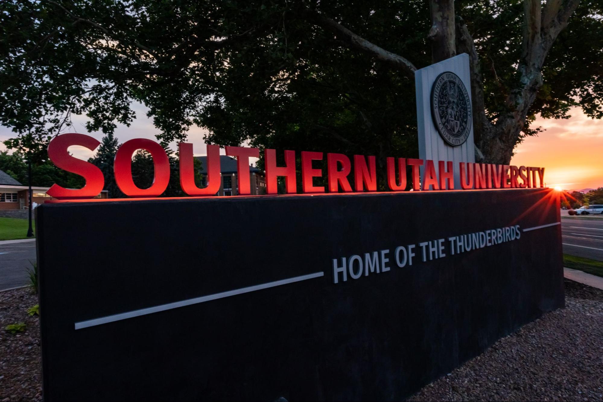 SUU Sign at night