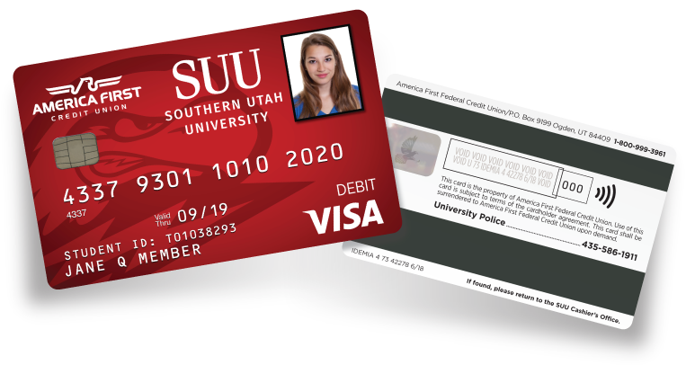 An example AFCU debit card/SUU T-card combo